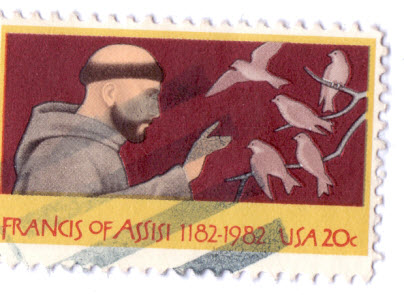 Der heilige Franz von Assisi predigt den Vögeln